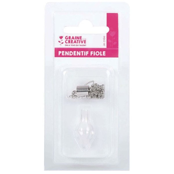 Pendentif - Silver - Glasflaska - 3 cm - Dropp - Unisex Silver