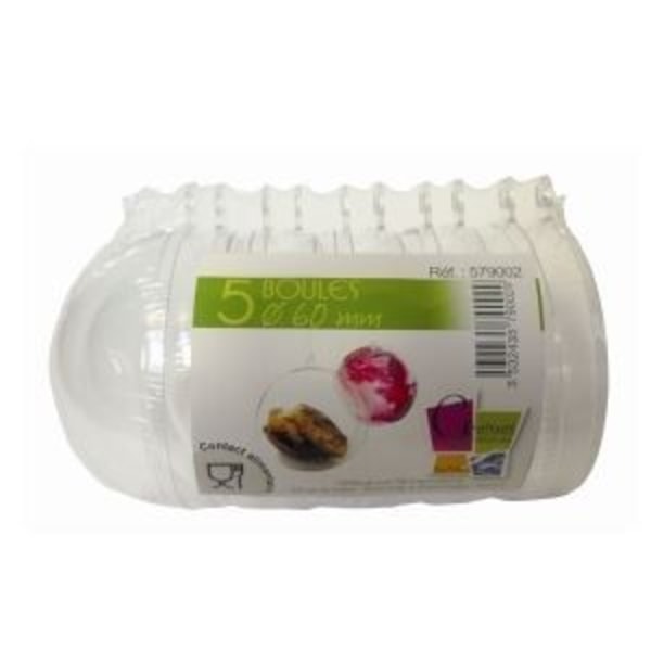 Plastikbollar - Ej specificerad - 6 cm - Transparent - Set om 5 - Livsmedelskontakt Transparent