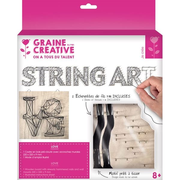 Tabell av spänd tråd String Art Kärlek 22cm brun