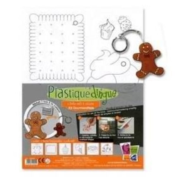 Kit för kreativa hobbyer - Plastisk galenskap - Godis - 2 ark - 6 nyckelringar - Blandat