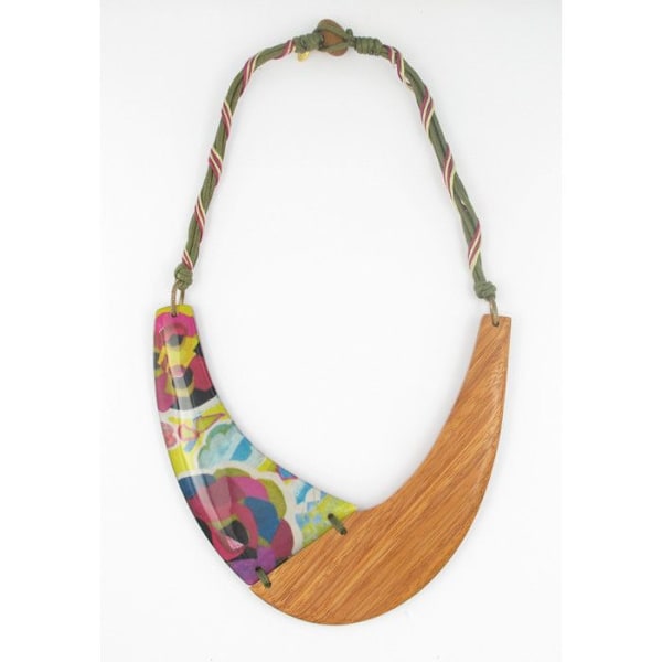 Collier plastron floral bimaterial Flerfärgad