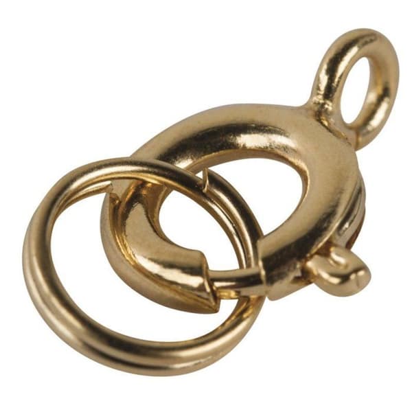 Fjäderlås med klippring, 7mmø, guld, 4 st gyllene