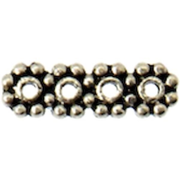 Perle barrette - MegaCrea - 4 rader - Silverfärgad - Nickelfria metallen - 13 mm Silver