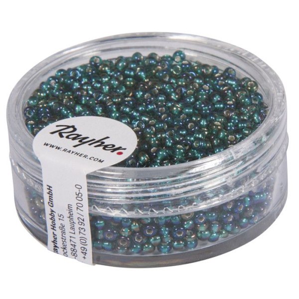 Perle rocaille smyckesdelar silverfärgad Rainbow 2mm Smaragd 17 g Smaragd