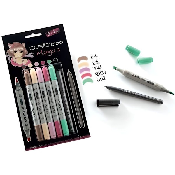 Copic Ciao Set med 5 Multiliner Manga 3-markörer