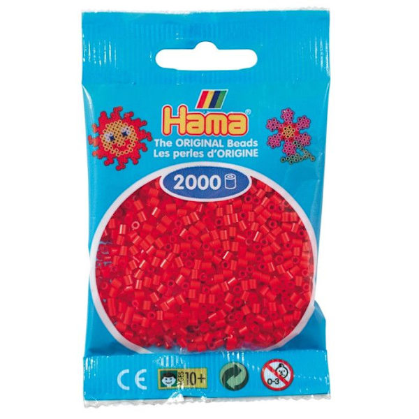 2 000 mini pärlor (små pärlor Ø2,5 mm) röda