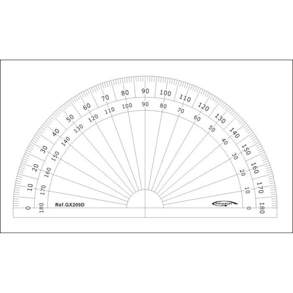 1/2 cirkel gradskiva - GRAPHOPLEX - Ø 10 cm - Transparent - Akryl - Blandat