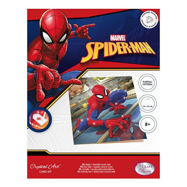 Crystal Art diamantkort - Spiderman - 18 x 18 cm Flerfärgad