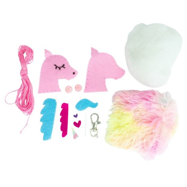 Kreativkit - Enhörning - 19 x 9 cm - Fuskpäls - Filttyg - Anpassningsbar