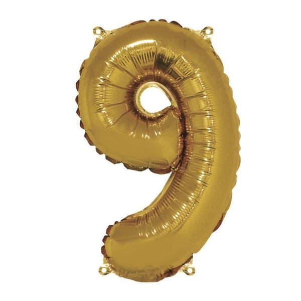 Ballong Siffra 9, 40cm, 1st., guld