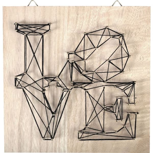 Tabell av spänd tråd String Art Kärlek 22cm brun