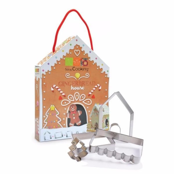 Kakformset för kakor - ScrapCooking - Pepparkakshus - Rostfritt stål - 5 delar - Olika mått