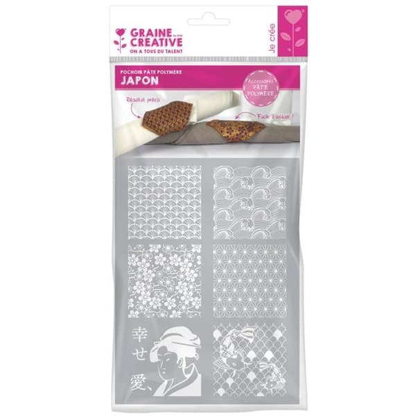 Graine Créative - Silkscreen schablon för polymerlera Japan Grå