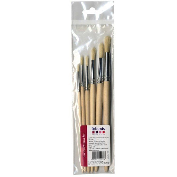 SET 6 RUNDPAINTER - SVINSILKE Vit