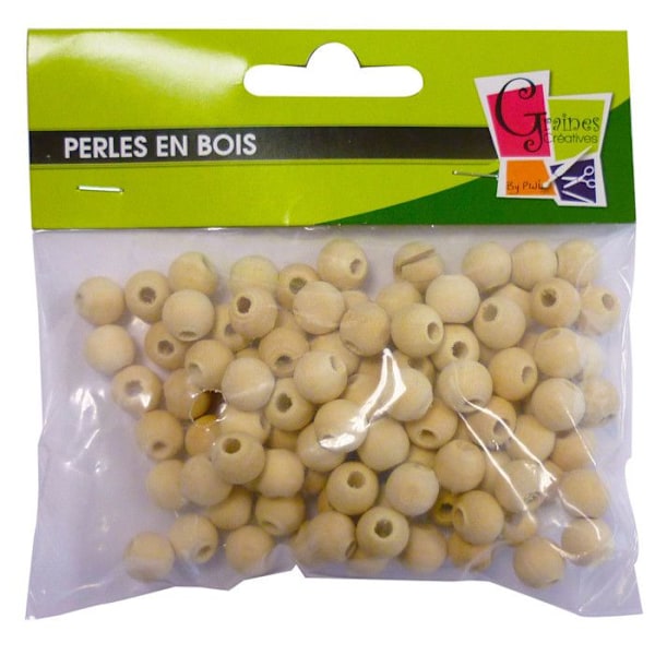 Träkulor - Ej specificerad - 10 mm - Förpackning med 100 - Beige färg - Dekorativa föremål