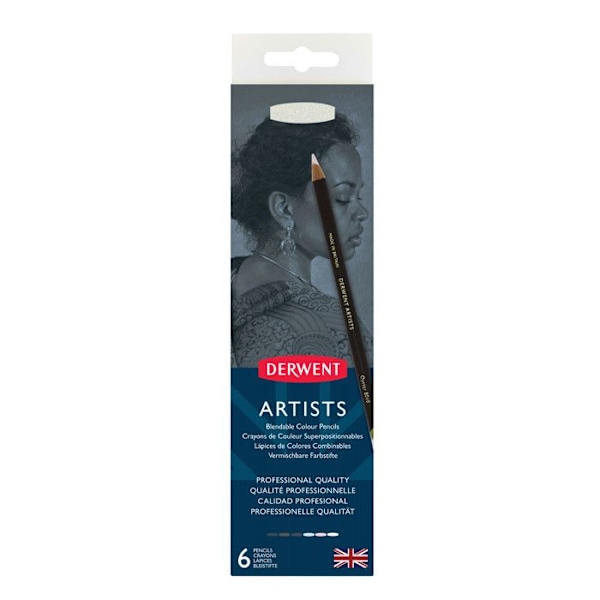 Kritor - Derwent - Konst - Noir & Blanc - Metallåda med 6 - Hög ljusbeständighet