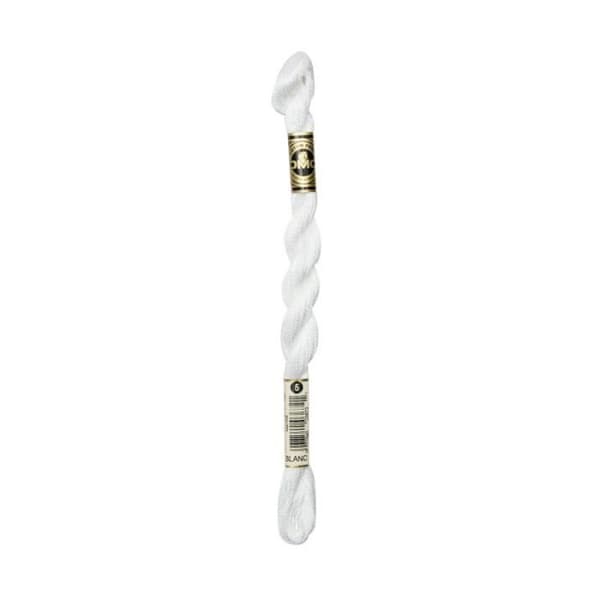 Broderigarn - DMC - Tvinnad bomullsgarn - Vit - 5m - 5 gram Vit