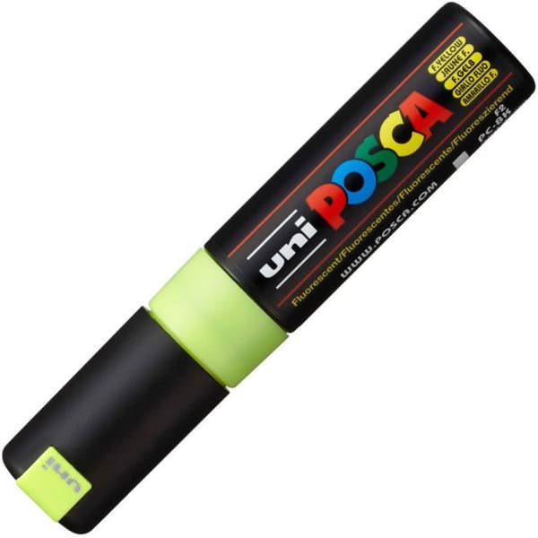 Målarpenna med sned spets - POSCA - POSCA - Fluorescerande gul - Bred sned spets - Linjebredd 8 mm Fluorescerande gul