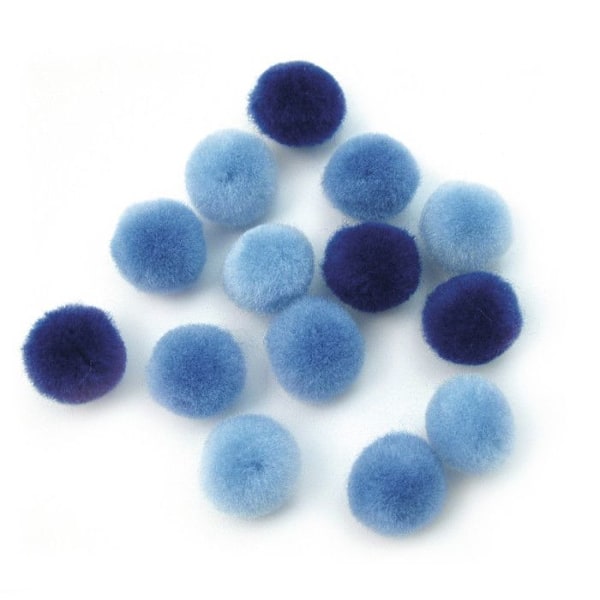 Pompons Ø 15 mm Blå (sortiment) 60 stycken