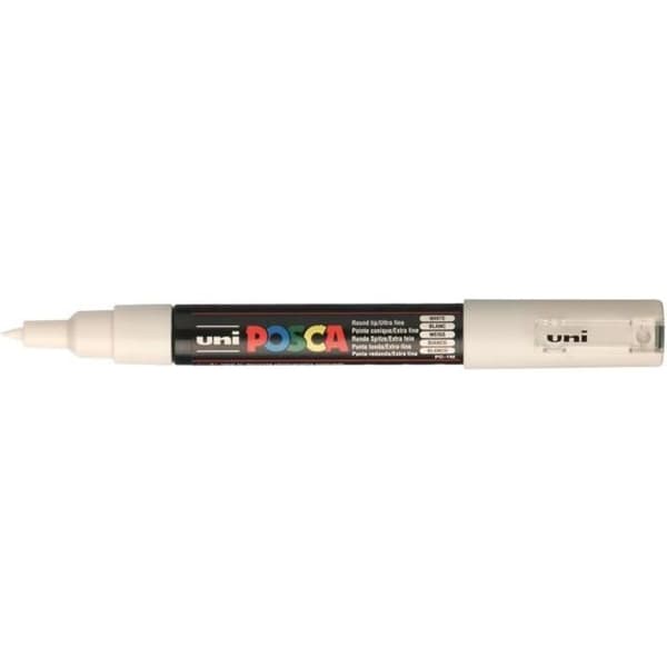 Extra fin vit marker - POSCA - Extra fin konisk spets 0,7-1 mm - Vit - Vattenbaserad - För alla ytor Vit