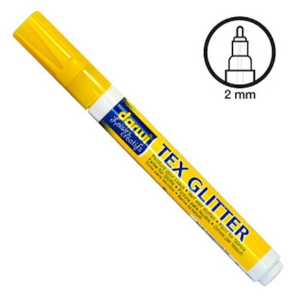 Färgpennor för tyg Gul glittrig Glittrig gul