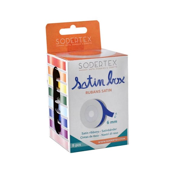 Satinband - SODERTEX - Regnbåge - 6 mm - 10 m - 8 st Regnbåge