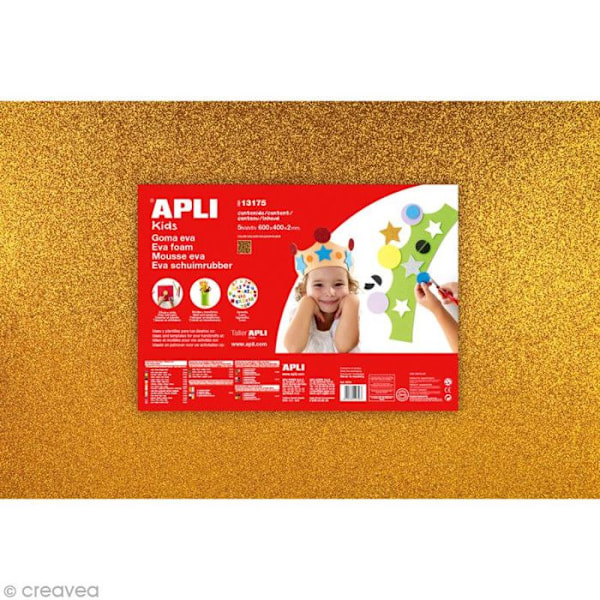 Mousse EVA termoform. 40x60cm Guld glittrig 3 skikt. glittrande guld