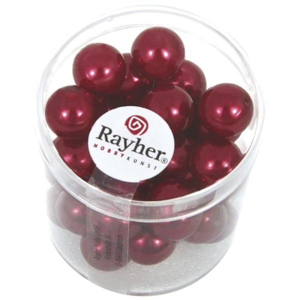 Röda renässansglaspärlor - RAYHER - Box med 35 pärlor - Diameter 10 mm Bordeaux