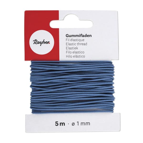 Elastisk tråd, 1mm kort 5 m, medelblå mellanblå