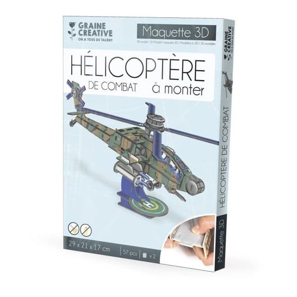 3D-pusselmodell - Apache Helikopter - Fordon och maskiner - Grön Grön