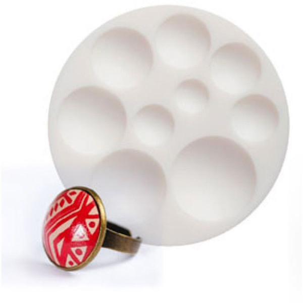 Graine Créative - Silikonform (mini) Rund Cabochon Vit