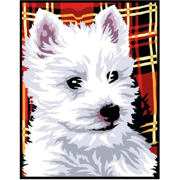 Kit canvas vit Westie 20x25cm