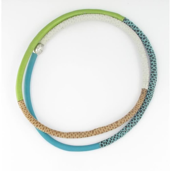 Läderarmband/halsband - Fanny Fouks - Blågröna toner - Vuxen - Dam