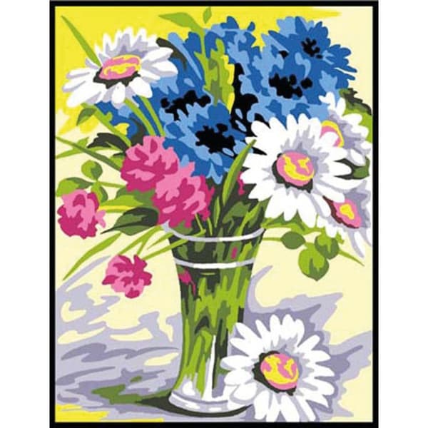 Kit canvas vit bukett av blommor 20x25cm