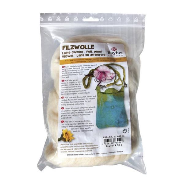 Virgin ull, beige, ofärgad, 50g påse beige