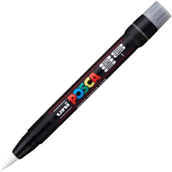 Marker - POSCA - Pensel Brush - Vit - Linjebredd 1-10 mm - Opaque Vit