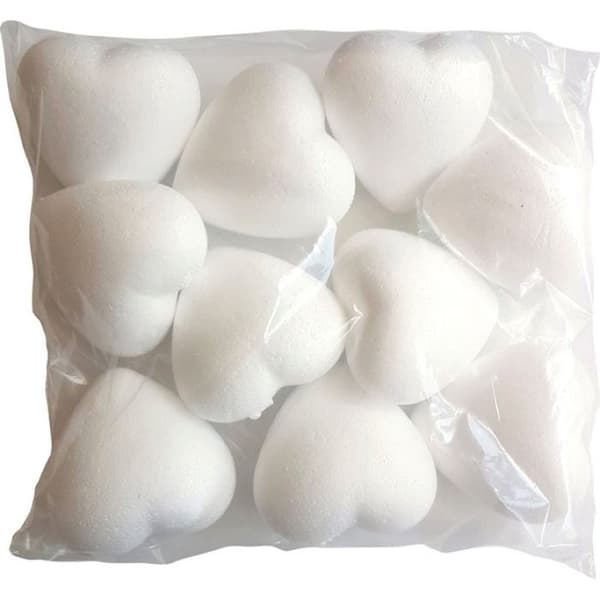 Flameproof styrofoam hjärta 9 cm 10 stycken Vit