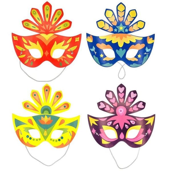 MégaCréa DIY - Mask för barn att dekorera Karneval 4 delar SORTERA