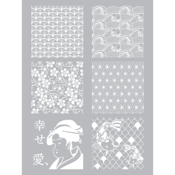 Graine Créative - Silkscreen schablon för polymerlera Japan Grå