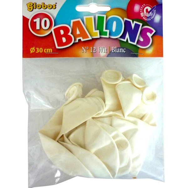 Ballonger av latex uppblåsbara Vita 10 stycken Vit