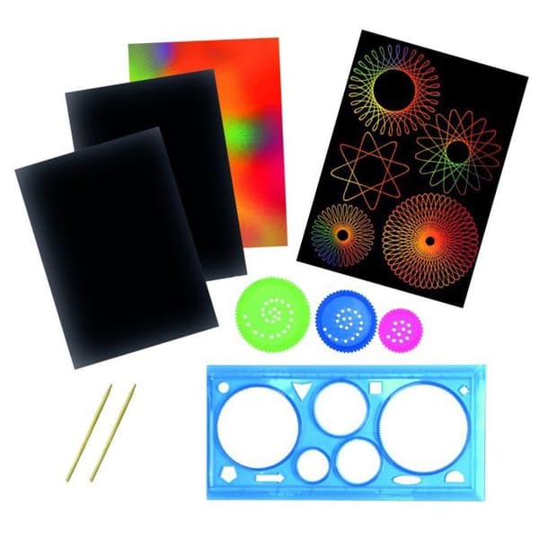 MégaCréa DIY - Barnkit Scratchkort Regnbåge med spirograf