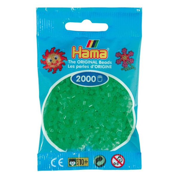2 000 mini pärlor (små pärlor Ø2,5 mm) neongrön neon grön