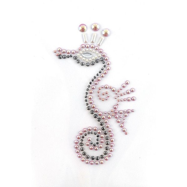 Motiv för strykning - Ej specificerat - Rosa sjöhäst - Flera färger på strass - 10.3 x 6 cm - Unisex barn Rosa, Flerfärgad