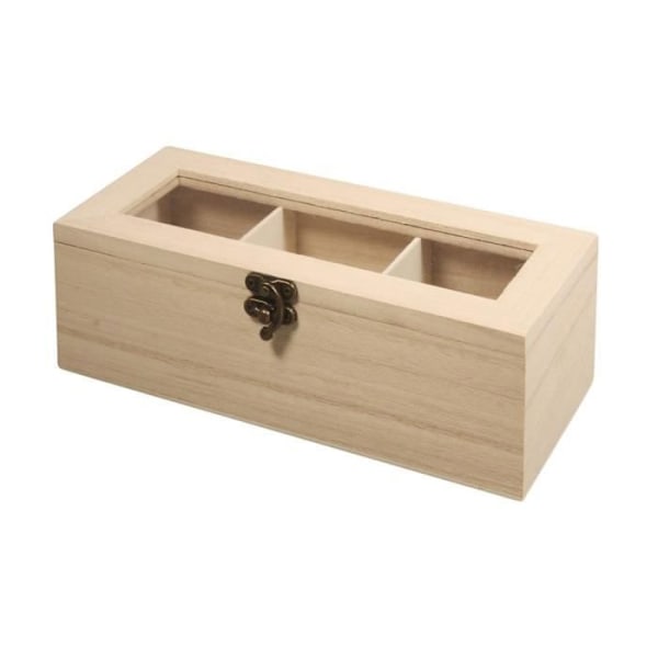 Telåda - Ej specificerad - 3 fack - Massivt trä - 21,5 x 9 x 7 cm - Anpassningsbar