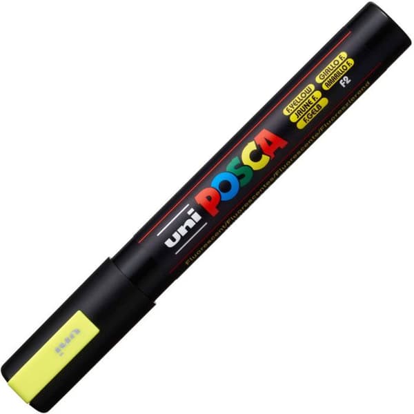 Marqueur - POSCA - PC5M - Gul Fluo - Konisk Spets Medium - Opaque Fluorescerande gul
