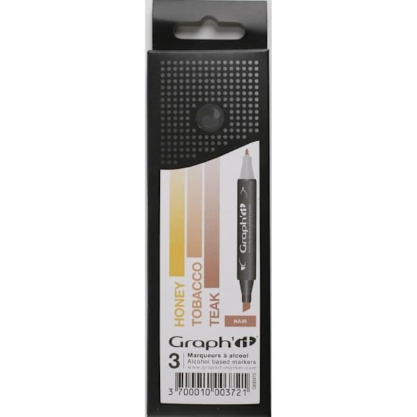 Set med 3 Graph'it alkoholmarkörer Degradé Hair Beige och bruna toner