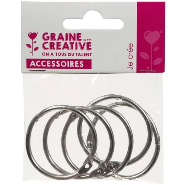 Graine Créative - Metallringar öppningsbara Ø 40 mm Silver (x5) Pengar