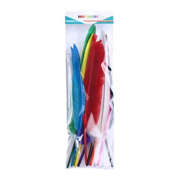 Parti av 12 Indiska Fjädrar - Sodertex - L785012 - 35cm - 12 Färger - Barn