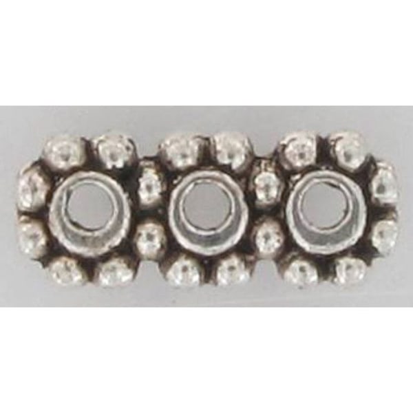 Perle metall Barette divider 3 rader Silver (set av 10) Silver