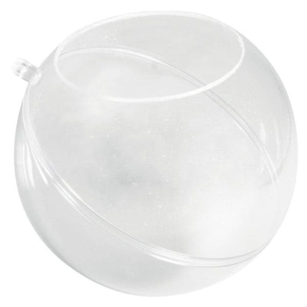Plastboll, i 2 delar, 8cm med utskärning 4,5cm, kristall